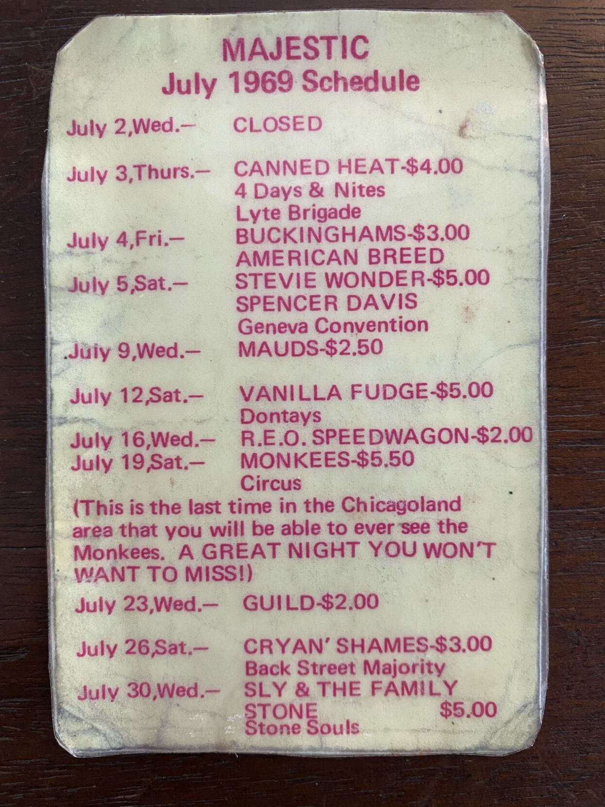 Majestic's 1969 concert schedule — Part 2